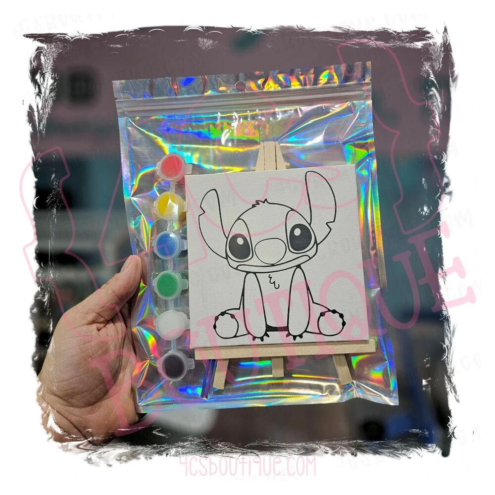 Kids Paint Canvas Kit 5in Mini Easel Paints Brush Birthday Party Favor
